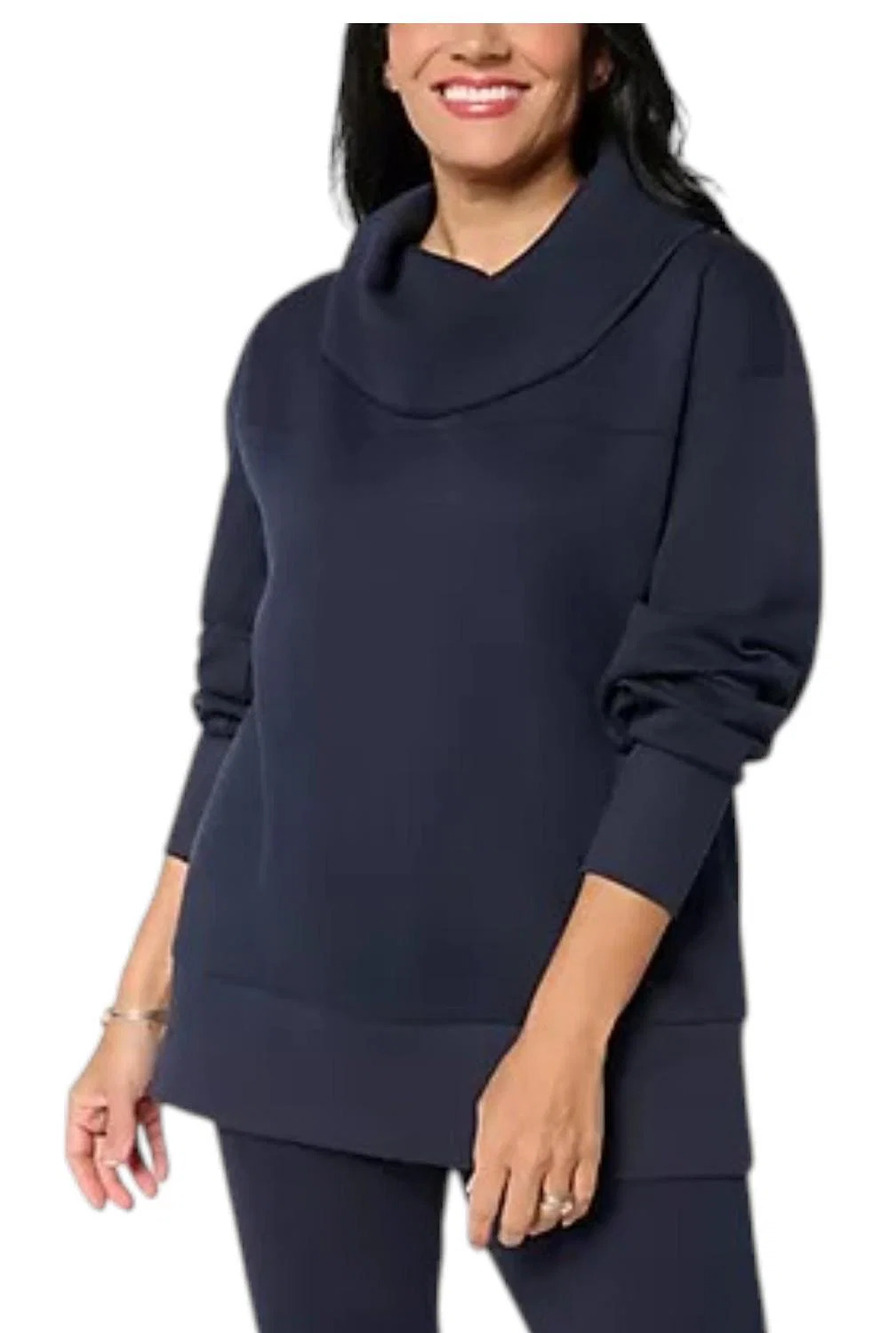 Martha Stewart Women's Signature Texture Knit Tunic Baritone Blue - Regular
